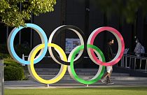 Aros olímpicos en una foto de archivo