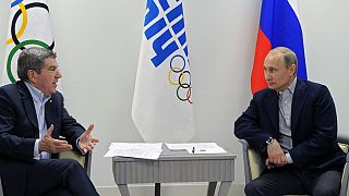 IOC-Präsident Thomas Bach und der russische Präsident Wladimir Putin im Febraur 2014