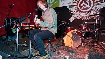 US musician Thurston Moore plays at the SXSW Music Festival in 2010.
