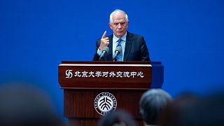Der Hohe Vertreter Josep Borrell hielt seine Rede an der Universität Peking in Peking.
