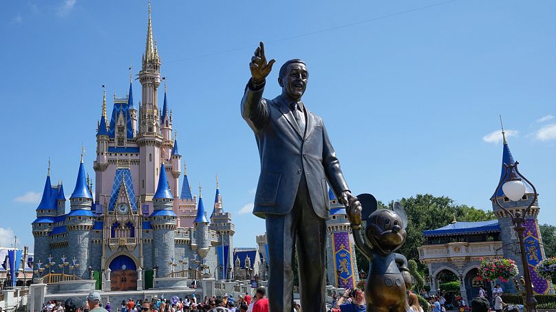 Statue of Walt Disney and Mickey Mouse at Walt Disney World, Florida.