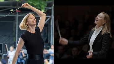 Joana Mallwitz, the new chief conductor at Berlin's Konzerthaus (left), and Cate Blanchett as Lydia Tár in the film 'Tár' (right).