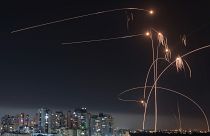 Israel's Iron Dome missile defense system interceptors rockets launched from the Gaza Strip in Ashkelon
