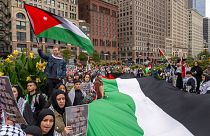 حمایت از فلسطینیان در شیکاگو به تاریخ یازدهم اکتبر ۲۰۲۳