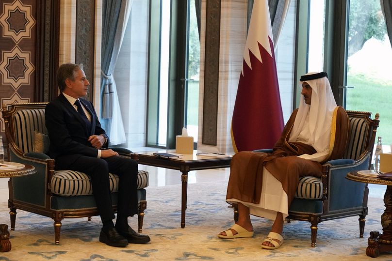Blinken con l'Emiro del Qatar, Tamim bin Hamad Al Thani. (Lusail, 13.10.2023)