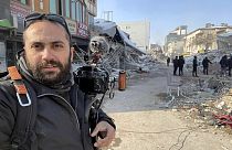 In this photo provided by Reuters, Issam Abdallah, a videographer for the news agency, poses for a selfie while working in Maras, Turkey, on Feb. 11, 2023.