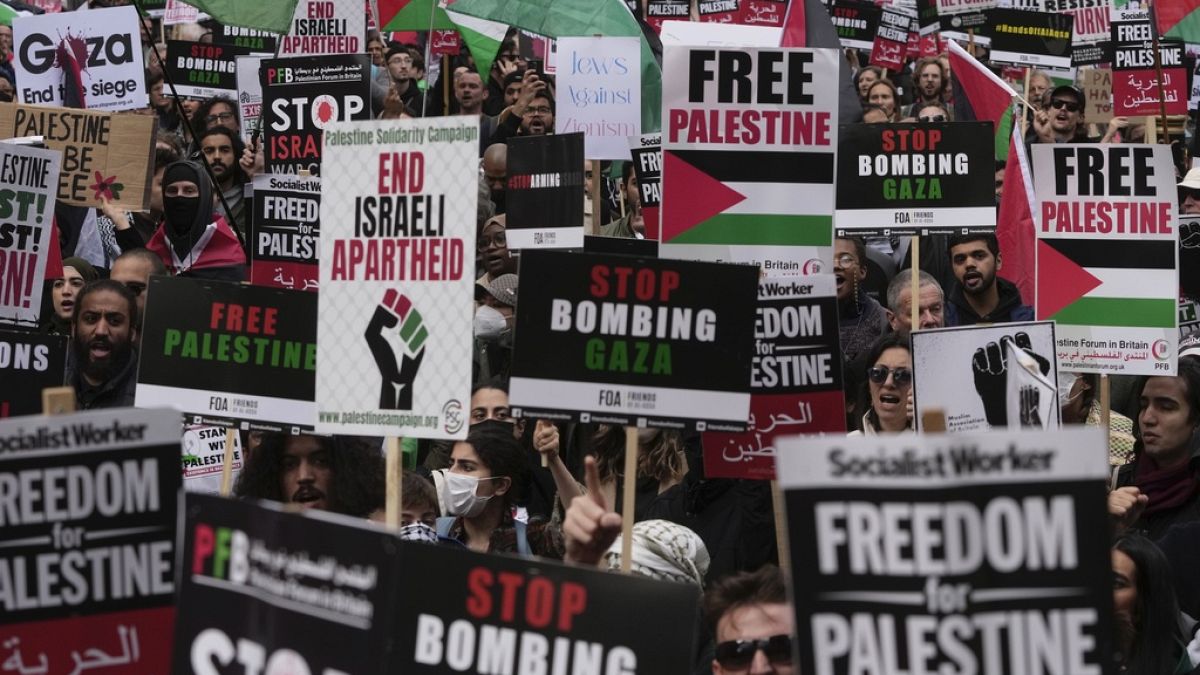 Une manifestation pro-palestinienne à Londres, samedi 14 octobre 2023