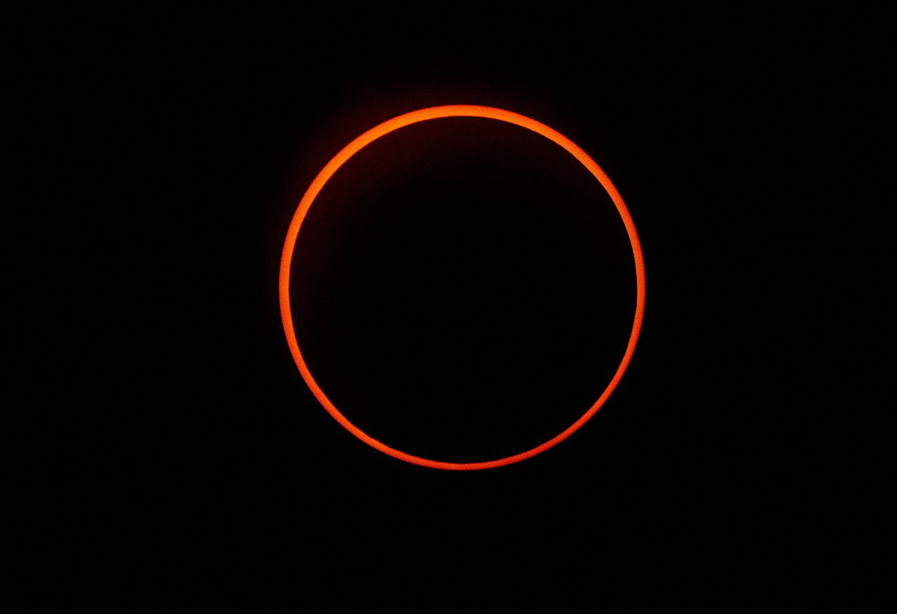 The "Ring of Fire" effect caused during the annular solar eclipse is seen from Penonome, Panama.