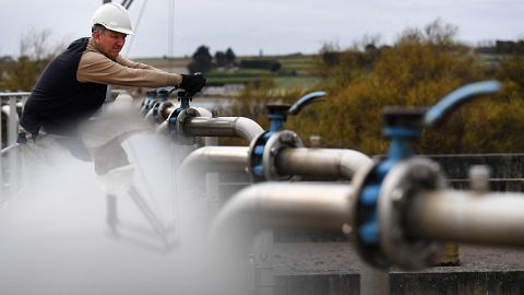 Work at a wastewater treatment plant