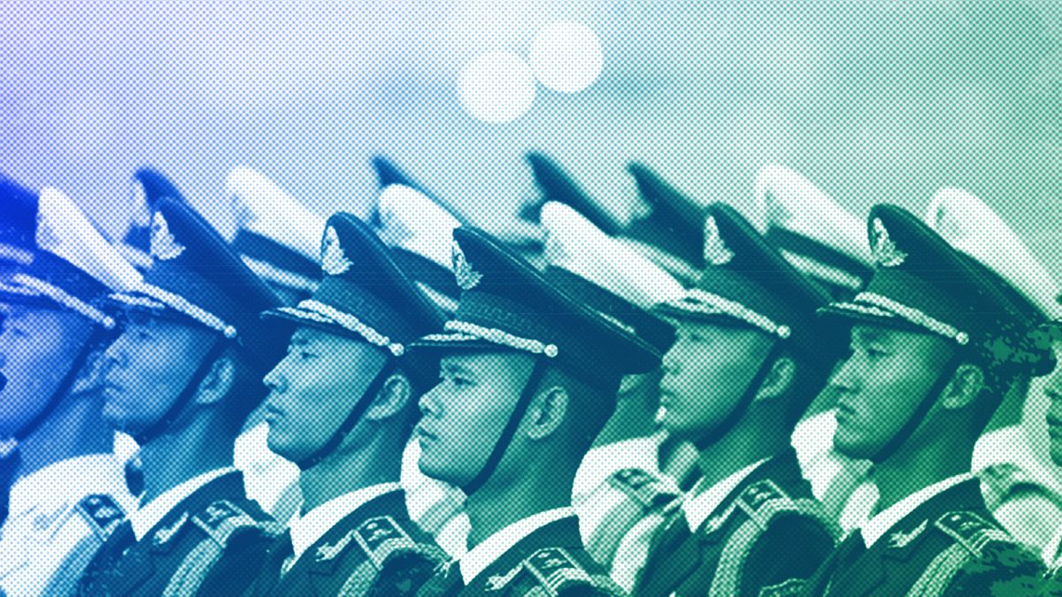 Chinese honour guards are seen before the arrival of Turkmenistan's delegation at Beijing's airport ahead of the Belt and Road Forum in the Chinese capital, October 2023