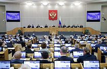 Les législateurs russes assistent à une session à la Douma d'État, la Chambre basse du Parlement russe à Moscou, en Russie, le mardi 17 octobre 2023