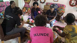 Knitted knockers Rwanda by breast cancer survivors