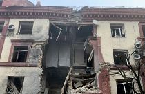 A residential building destroyed following Russian missile strikes