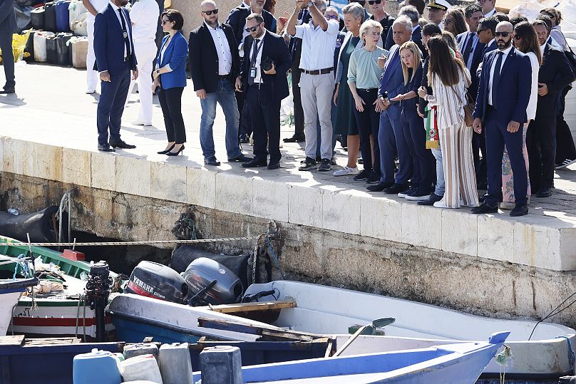 Italian PM Giorgia Meloni and EU Commission President Ursula von der Leyen on a visit to Lampedusa