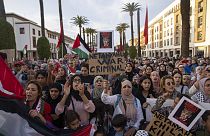 Manifestación a favor del pueblo palestino en Rabat, Marruecos