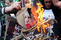 مظاهرات غاضبة في محيط السفارة اللبنانية في غزة 