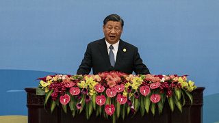 Chinese President Xi Jinping delivers a speech during the Belt and Road Forum at the Great Hall of the People in Beijing on Wednesday.