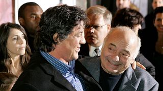 Sylvester Stallone, left, star of the movie "Rocky Balboa," and Burt Young in Philadelphia, 2006