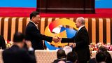 الرئيس الروسي فلاديمير بوتين مع الرئيس الصيني في منتدى الحزم والطريق في الصين