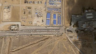 تصاویر ماهواره‌ای از کاروان منتظر کمک‌های بشردوستانه در سمت مرز مصر با غزه