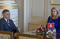 A választásokon győztes Robert Fico és Zuzana Caputova köztársasági elnök Pozsonyban