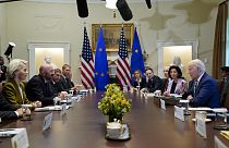 President Joe Biden meets with European Council President Charles Michel and European Commission President Ursula von der Leyen, Washington DC, Oct. 20, 2023