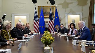 President Joe Biden meets with European Council President Charles Michel and European Commission President Ursula von der Leyen, Washington DC, Oct. 20, 2023