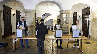 Un bureau de vote à Delemont, en Suisse, le 22 Octobre 2023