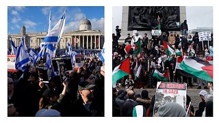 تظاهرات جداگانه در دفاع از فلسطینی‌ها و حمایت از اسرائیل در لندن
