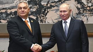Russian President Vladimir Putin and Hungarian Prime Minister Viktor Orban at the Belt and Road Forum in Beijing, China, on Oct. 17, 2023.