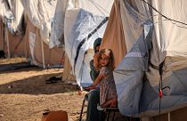 طفلة فلسطينية في مخيم خان يونس في غزة. 2023/10/19