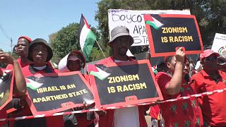 S.Africa's third biggest political party holds protest outside Israeli embassy