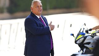 Hungarian Prime Minister Viktor Orban arrives at the Europe Summit in Granada, Spain, Thursday, Oct. 5, 2023.