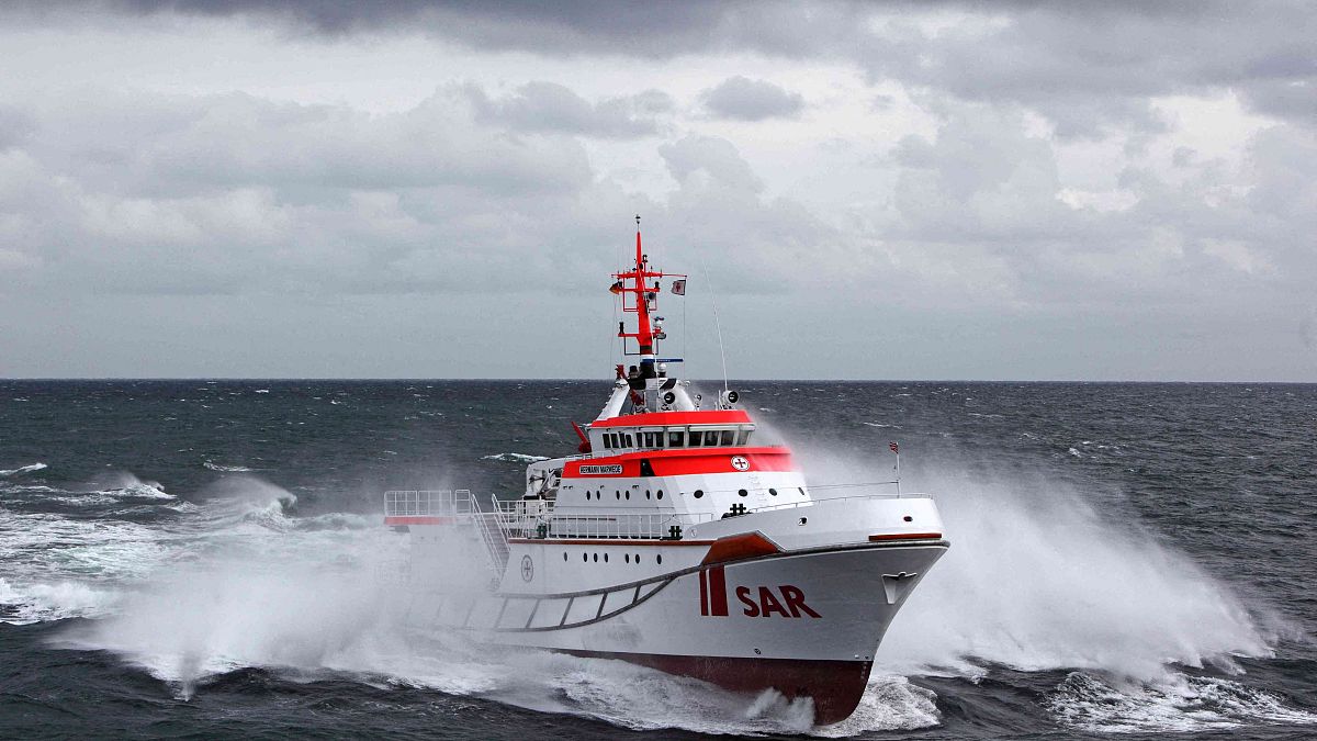 Sea rescue cruiser ship Bernhard Gruben of the DGzRS station in Hooksiel, Germany, that is used among others after a collision between two cargo ships in the North Sea.