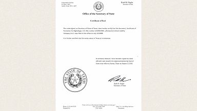 В поддельном свидетельстве о фактах Digital Logic указан номер файла 123456789 и регистрация компании в Техасе 14 июля 2008 г.