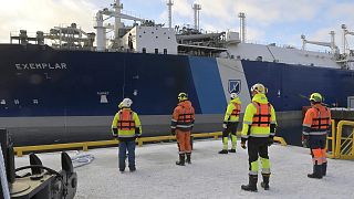 FILE: FILE - A view of the Vessel FSRU Exemplar, the floating liquefied natural gas LNG terminal chartered by Finland to replace Russian gas, at the port in Inkoo, Finland