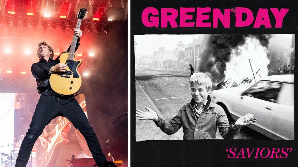 Green Day обявяват новия албум Saviors със снимка на бунта