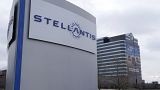 This photo shows the Stellantis sign outside the Chrysler Technology Center in Auburn Hills, Mich, on Jan. 19, 2021.