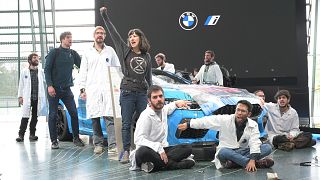  Активисти вземат участие в ненасилствена акция в шоурум на BMW през октомври предходната година. 