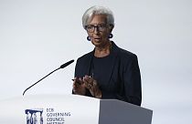 Christine Lagarde EKB-elnök a Görög Nemzeti Bankban, Athénban - 2023. október 26.