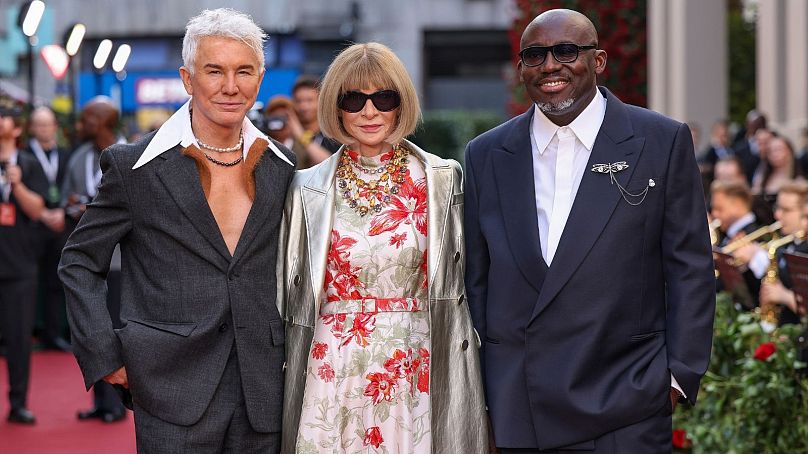 Edward Enninful (right), with Anna Wintour (centre) and Baz Luhrmann (left) at the Vogue World event on Thursday 14 Sept. 2023 in London