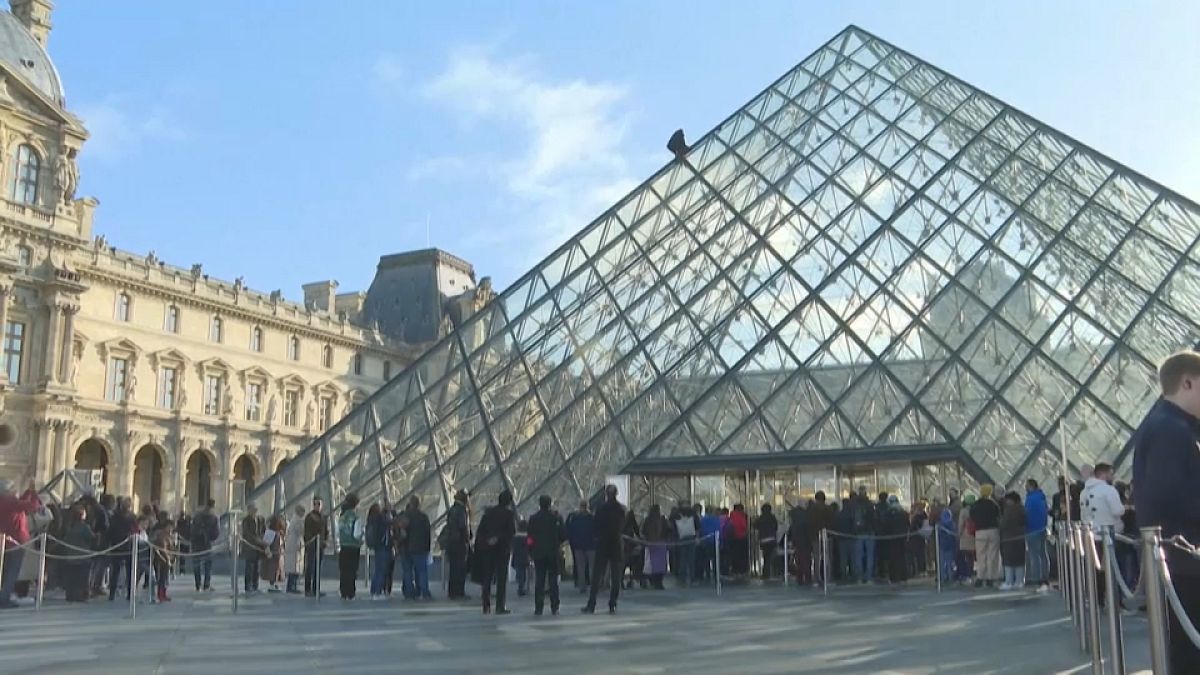 Protest- und Kletteraktion am Louvre