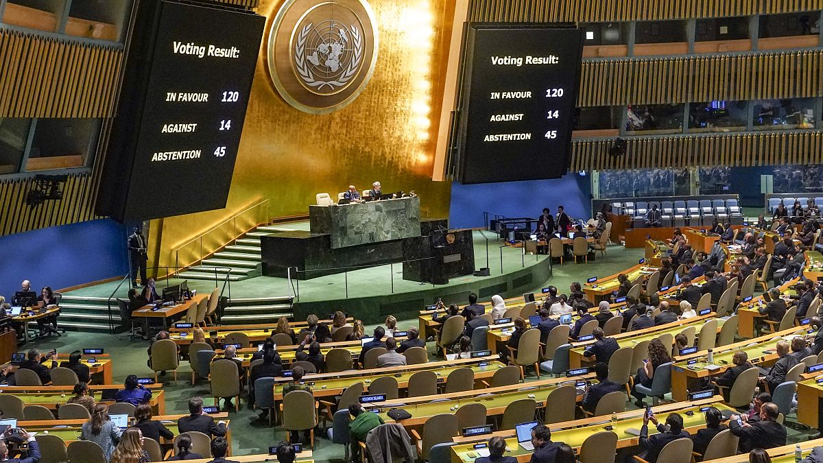 التصويت في الجمعية العامة للأمم المتحدة على قرار غير ملزم يدعو إلى "هدنة إنسانية" في غزة - نيويورك. 2023/09/27
