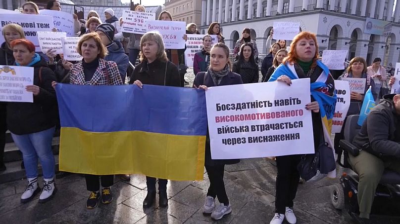Peaceful protests in Ukraine calling for the demobilisation of soldiers who have been on the front lines for 18 months. October 27th, 2023