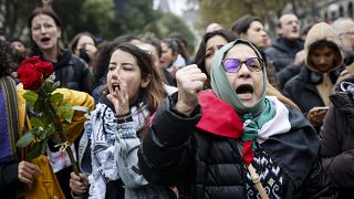 Manifestacion a favor del pueblo palestino el sábado 28 de octubre de 2023 en París.