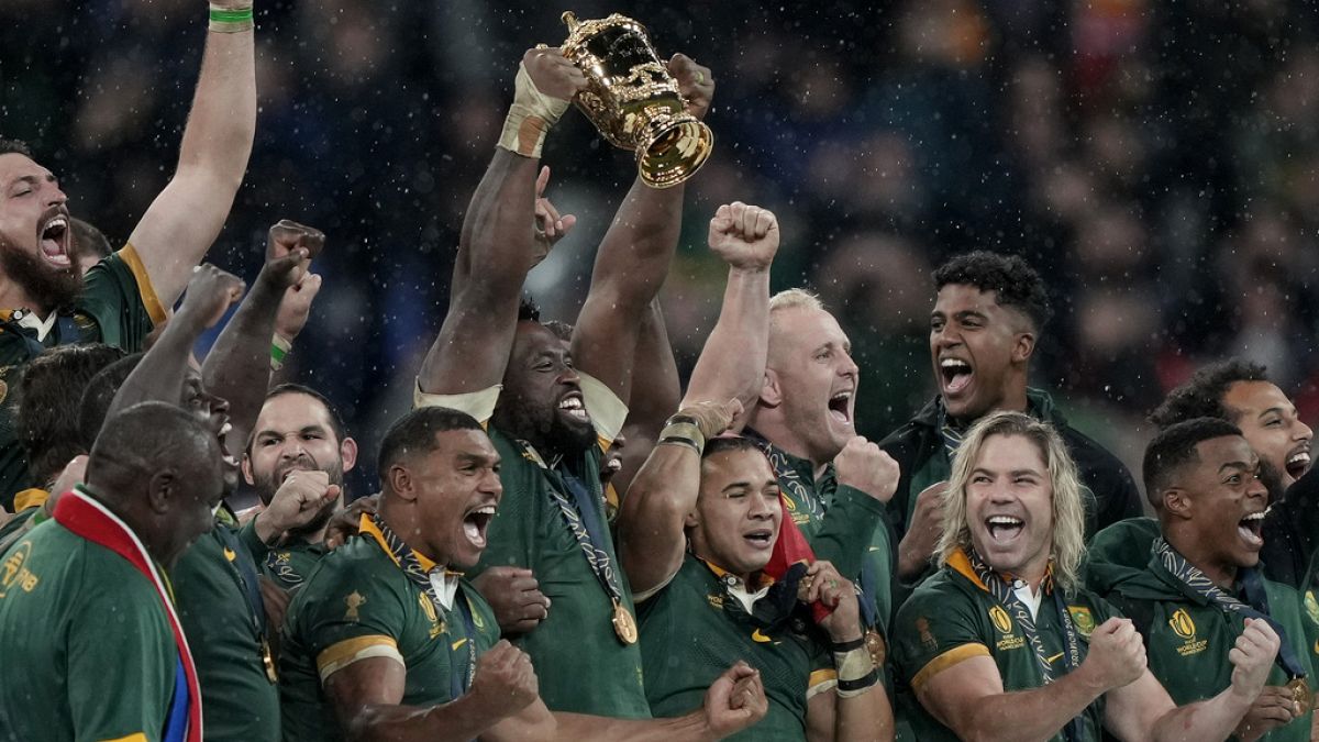 Los jugadores sudafricanos celebran su victoria