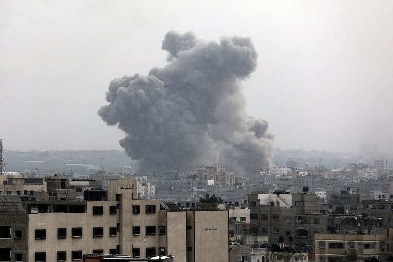 Smoke rises following Israeli bombardment on Gaza City, Sunday, Oct. 29, 2023.