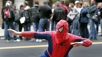 Argentinischer Fans der Comicfigur Spiderman.