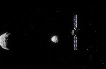 Image shows a concept render of ESA's HERA spacecraft which will return to the asteroid, 'Dimorphus', as a follow-up to NASA's DART mission.