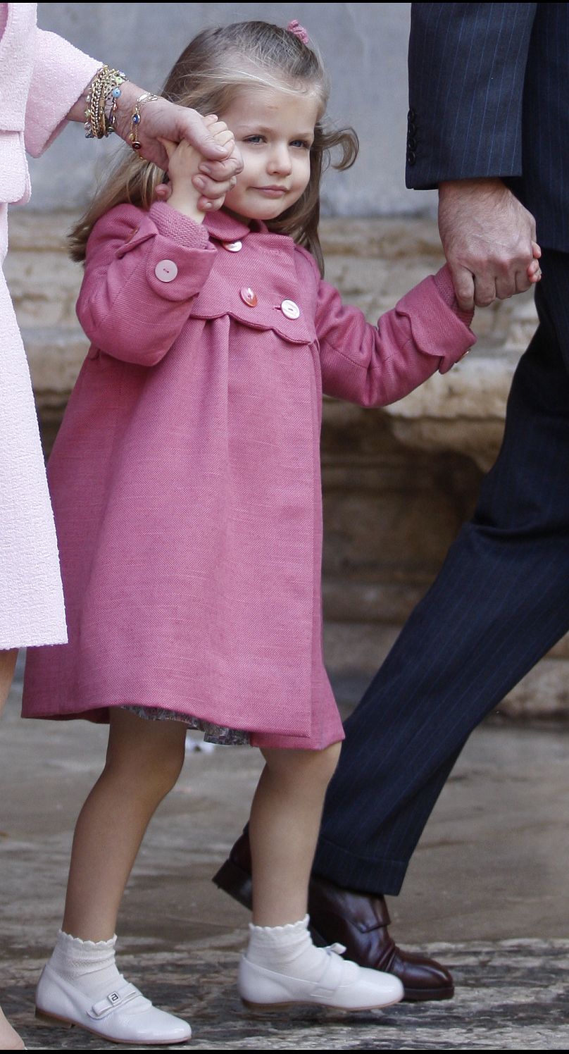 Spain's Princess Leonor leaves the Cathedral of Palma de Mallorca after an Easter Mass in Malorca, Spain, Sunday, 4 April 2010.